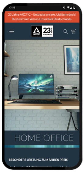 Der Arctic-Onlineshop auf einem Smartphone