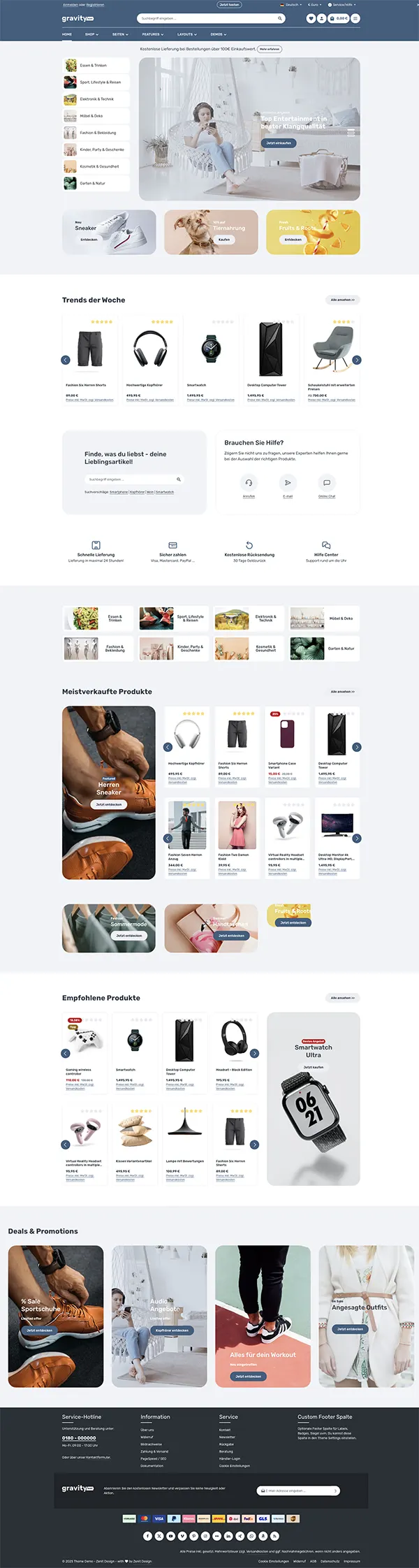 Vorschau des Shopware-6-Themes Gravity von Zenit Design